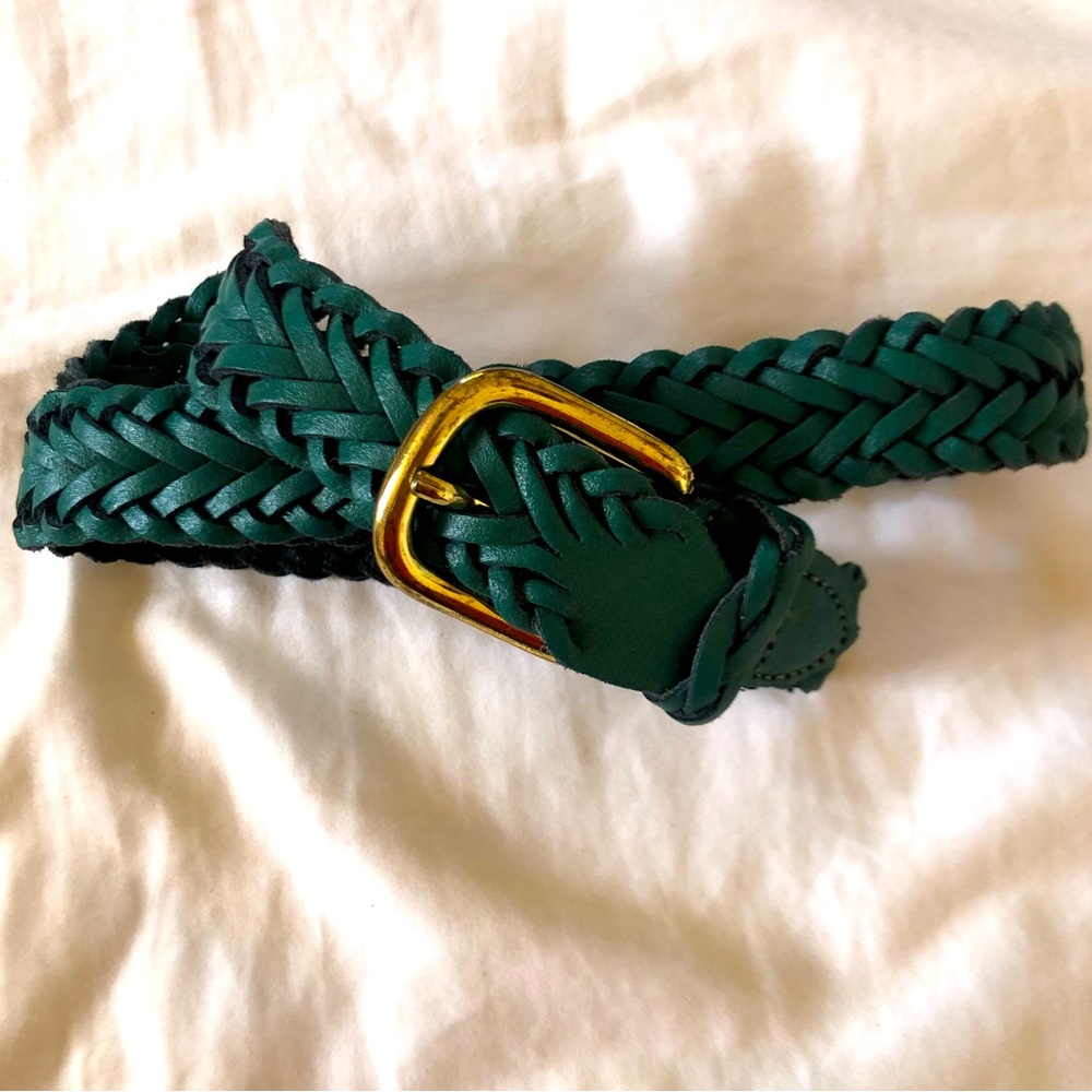 ⚡️DONATING DEC 1⚡️ Vintage Teal Blue Green Woven Genuine Leather Belt S/M